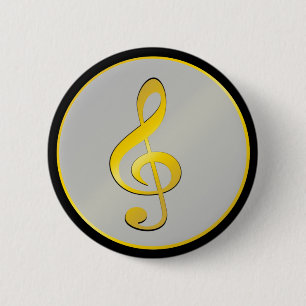 Musik Symbol Clef Notizen in Gold Black Button