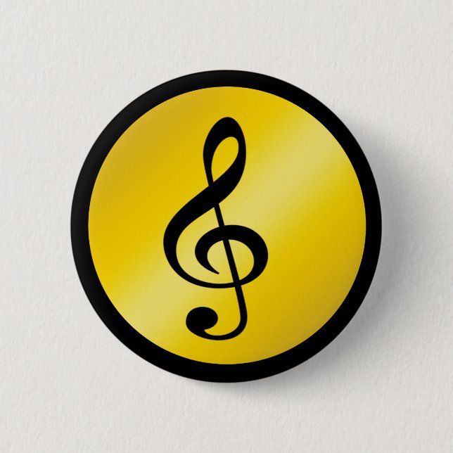 Musik Symbol Clef Notizen in Gold Black Button (Vorderseite)