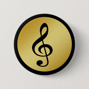 Musik Symbol Clef Notizen in Gold Black Button