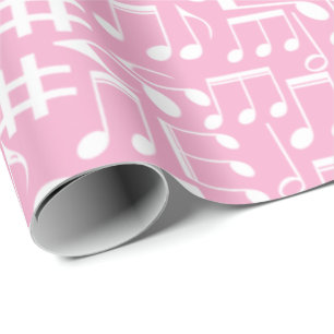 Musik Tanzende weiße Noten Sanftes Rosa Geschenkpapier