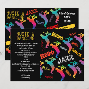 Musik Tanzparty Jazz Retro-Musik Einladungskarte