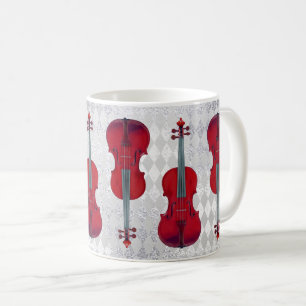 Musik-Tassen-Violinen-silbernes Grau-funkelnd Kaffeetasse