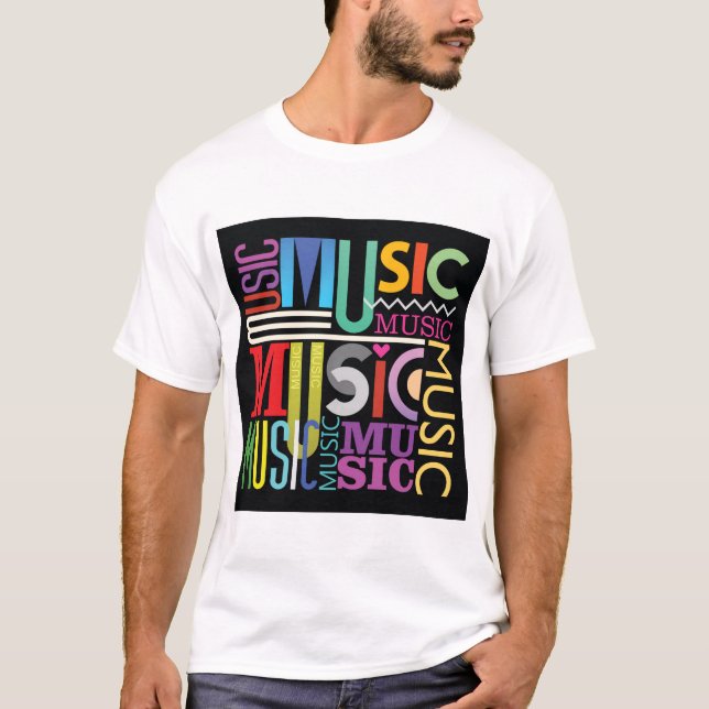 Musik-Text-Design T-Shirt (Vorderseite)