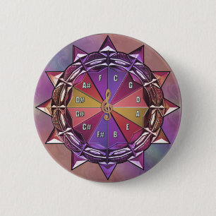 Musik-Theorie-Kreis der Fünftel-Mandala Button