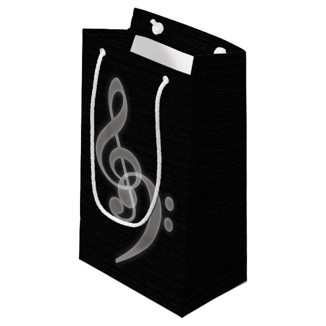 Musik - Treble und Bass Clef Kleine Geschenktüte (Vorderseite Schrägansicht)