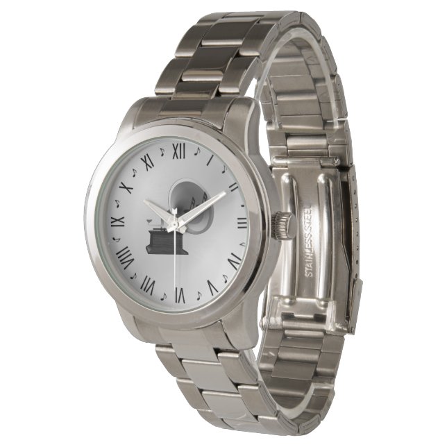 Musik und Gramophon Silver Armbanduhr (Schrägansicht)