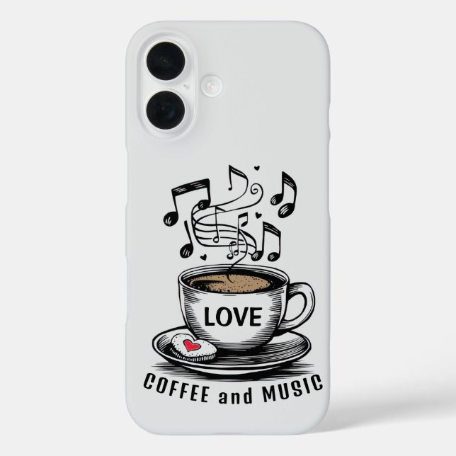 Musik und Kaffee-Handy iPhone 16 Hülle (Rückseite)