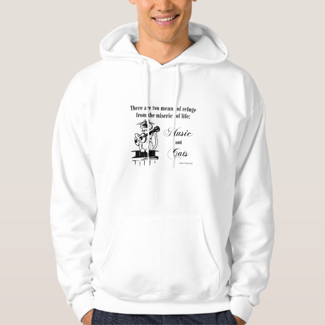 Musik und Katzen 2 - Schweitzer Zitat Hoodie (Vorderseite)