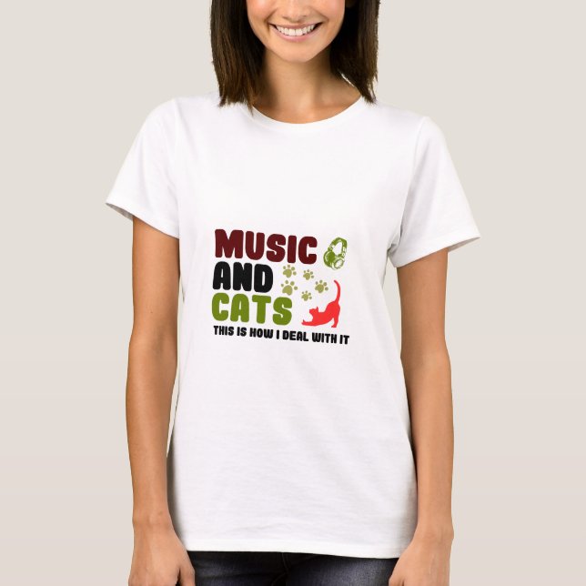 Musik und Katzen T-Shirt (Vorderseite)