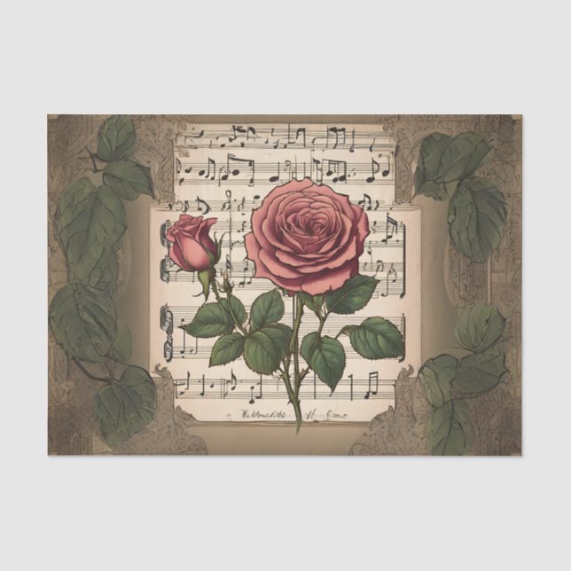 Musik und Rose Dekoupage Tissue Paper Seidenpapier (Vorderseite)