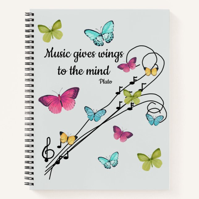 Musik und Schmetterlinge, Musik gibt Flügel Notizbuch (Vorderseite)