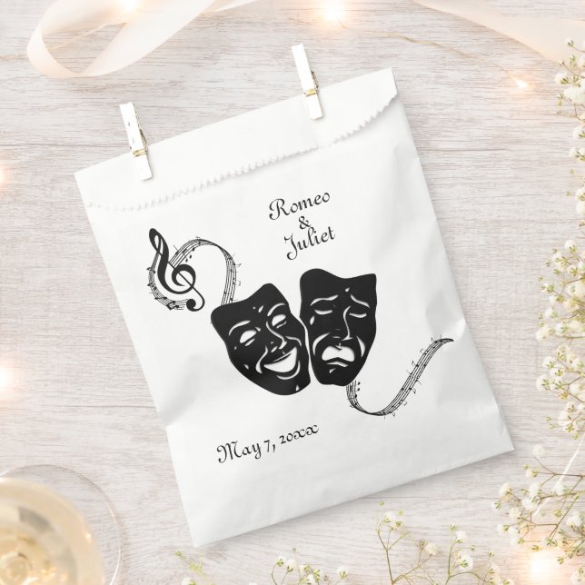 Musik und Theater griechische Masken Kalligrafie Geschenktütchen (Ausgeschnitten)