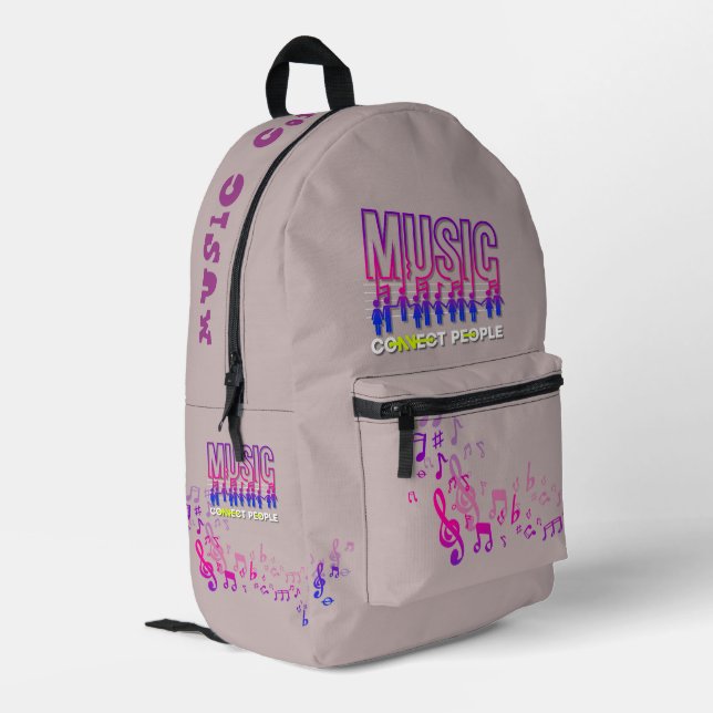 Musik verbindet Menschen | Bedruckter Rucksack (Rückseitige Ecke links)
