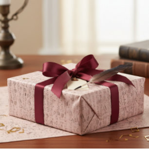 Musik Vintage Blau Rosa Noten Geschenkpapier