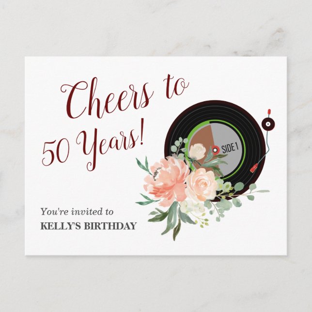 Musik-Vinyl Geburtstag Einladung Postcard (Vorderseite)