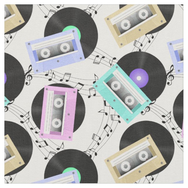 Musik - Vinyl-Platten und Kassetten Stoff (Nahaufnahme)