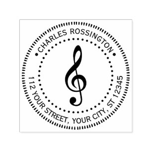 Musik Violinschlüssel G-Schlüssel Rund Name Rückse Permastempel