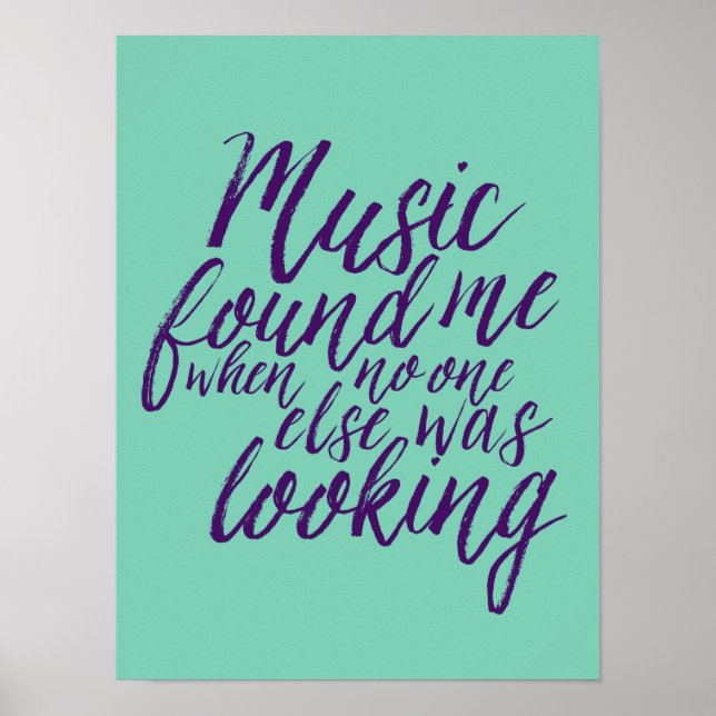 Musik Zitat Hand Briefe Kalligrafie Blue Poster (Vorne)