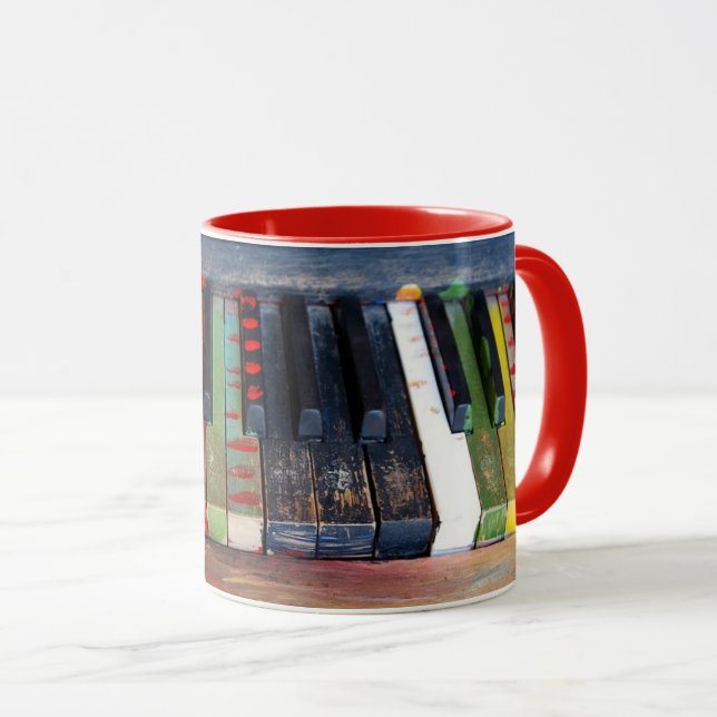 Musikalisch bemalt Klaviertasten Kaffeemaschine Ta Tasse (VorderseiteRechts)