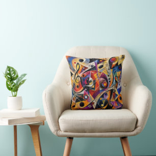 Musikalische abstrakte Kunst im Stil von Kandinsky Kissen