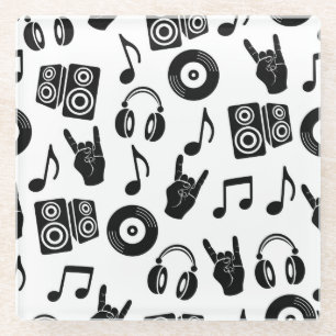 Musikalische Accessoires: Monochrome Vintage Muste Glasuntersetzer