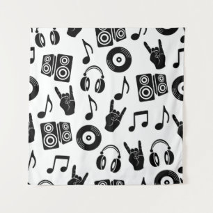 Musikalische Accessoires: Monochrome Vintage Muste Wandteppich