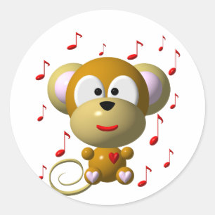 Musikalische Affe Runder Aufkleber