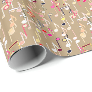 Musikalische Anmerkungen drucken - Taupe Tan, Geschenkpapier