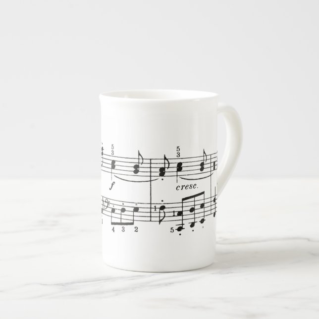 Musikalische Anmerkungs-China-Tasse Prozellantasse (Vorderseite Rechts)