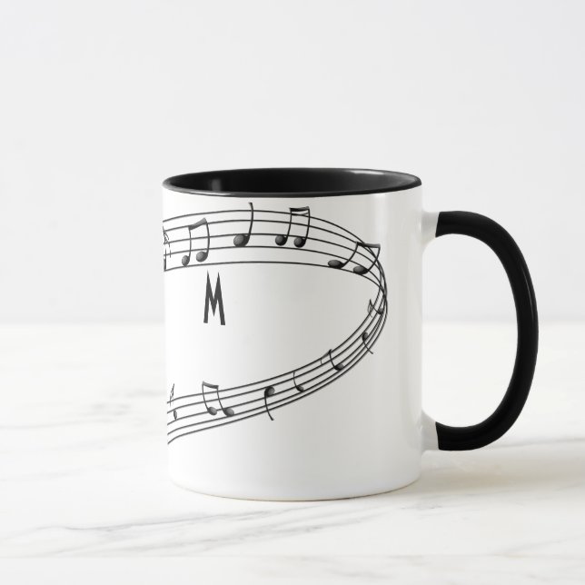 Musikalische Anmerkungs-Kaffee-Tasse mit Monogramm Tasse (Rechts)