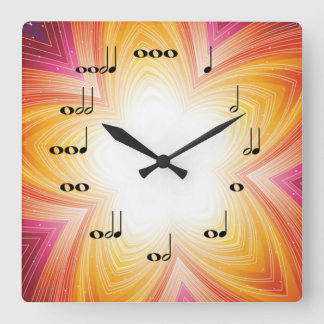 Musikalische Anmerkungs-Uhr-Stern sprengte Orange Quadratische Wanduhr