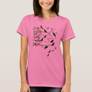 Musikalische Anmerkungs-Vögel - Schwarzes T-Shirt
