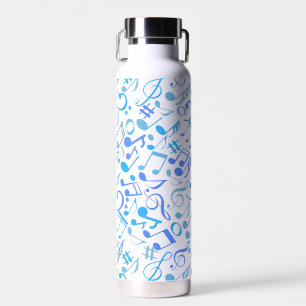 Musikalische Bemerkungen und Symbole Muster blau.b Trinkflasche