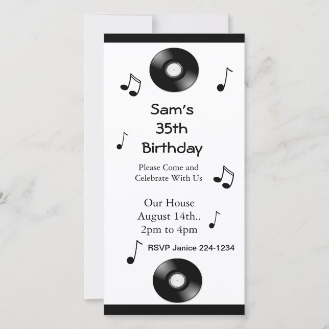 Musikalische Bemerkungen zum Geburtstag Einladunge (Vorderseite)