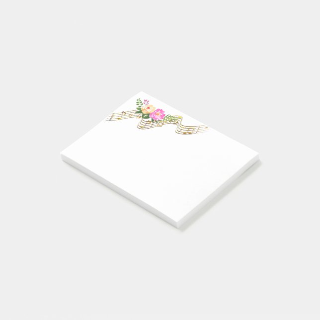Musikalische Blume Post-it Klebezettel (angewinkelt)