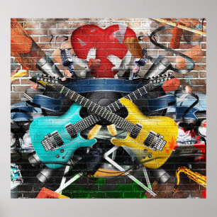 Musikalische Collage: Farbenfrohe rhythmische Hint Poster