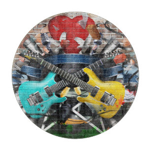 Musikalische Collage: Farbenfrohe rhythmische Hint Schneidebrett