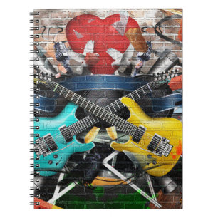 Musikalische Collage: Farbiger rhythmischer Hinter Notizblock