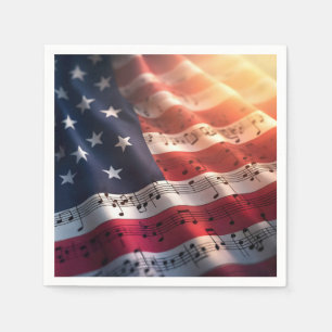 Musikalische Hinweise auf einer amerikanischen Fla Serviette