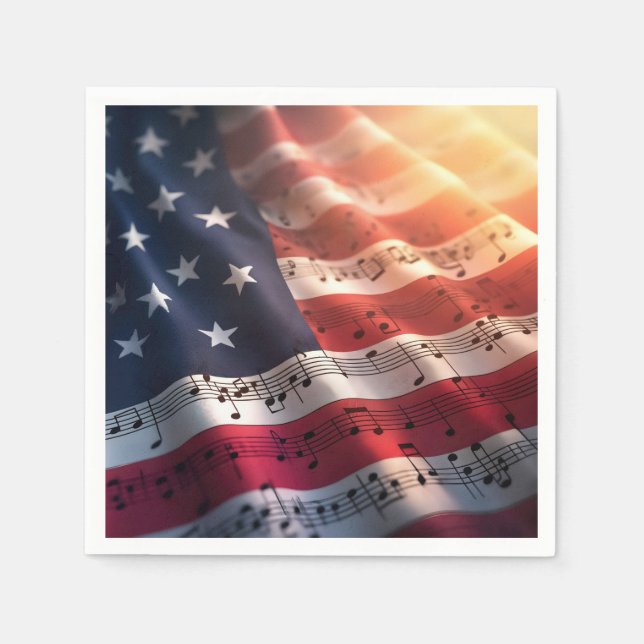 Musikalische Hinweise auf einer amerikanischen Fla Serviette (Vorderseite)