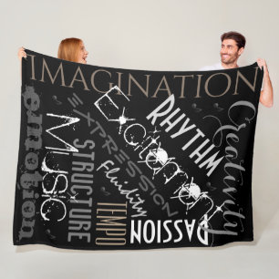 Musikalische Inspiration, Schwarz-Weiß-Decken Coll Fleecedecke