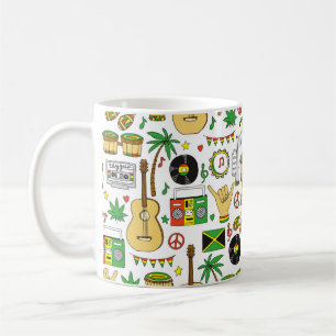 Musikalische Instrumente nahtlos Muster. Reggae Ba Kaffeetasse