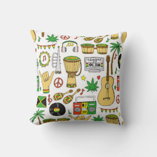 Musikalische Instrumente nahtlos Muster. Reggae Ba Kissen