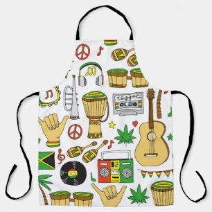 Musikalische Instrumente nahtlos Muster. Reggae Ba Schürze