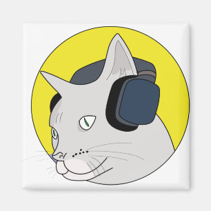 Musikalische Katze mit Kopfhörer Magnet
