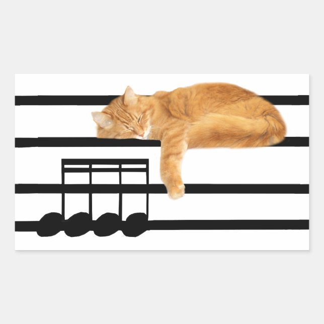 Musikalische Katze Rechteckiger Aufkleber (Vorderseite)