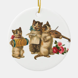 Musikalische Katzen Keramik Ornament