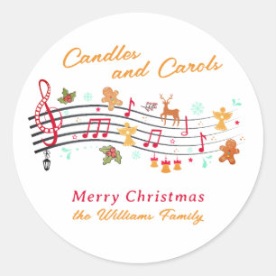 Musikalische Kerzen & Weihnachtslieder Festliche F Runder Aufkleber