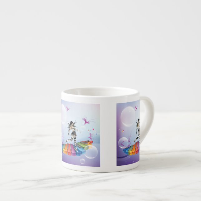 Musikalische Keyboard-Fee Espressotasse (Vorderseite Rechts)