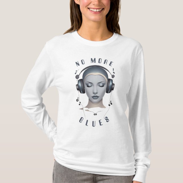 Musikalische Kopfhörer Blues T - Shirt (Vorderseite)